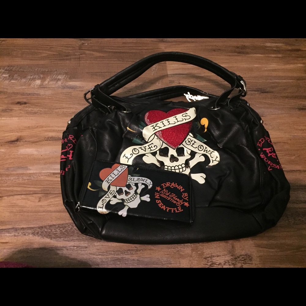 Ed Hardy large black purse